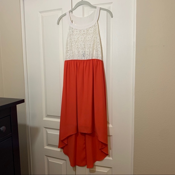 White and Red High Low Midi Dress - Picture 2 of 8